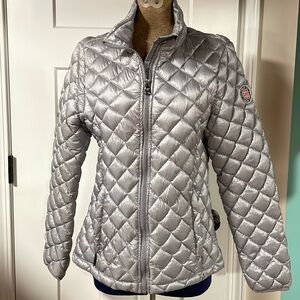 Madden Girl Silver Metallic Quilted Puffer Coat Size M